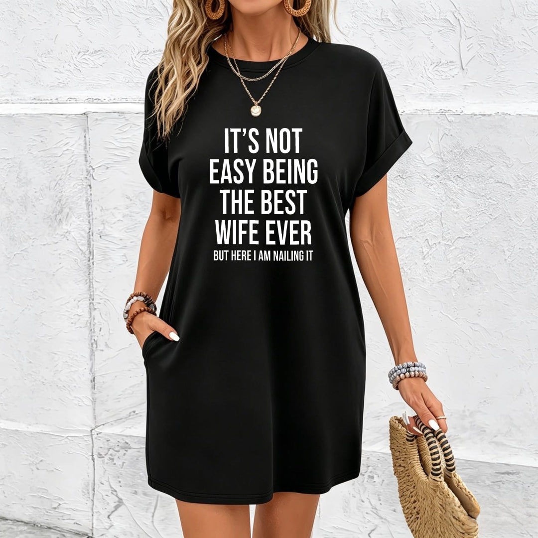 It's NOT EASY BEING THE BEST WIFE Cotton T-Shirt in Black