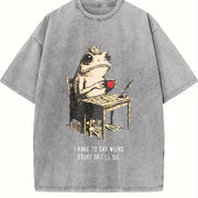 I Have to Say Weird Stuff or I'll Die Frog Vintage Washed T-Shirt in Gray