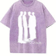 Street Atmosphere Virtual Shadow Characters Shadow Vintage Washed T-Shirt in Purple