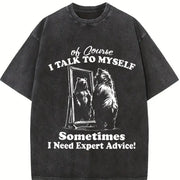 Retro Bear Self Love 90s Vintage Washed T-Shirt in Black