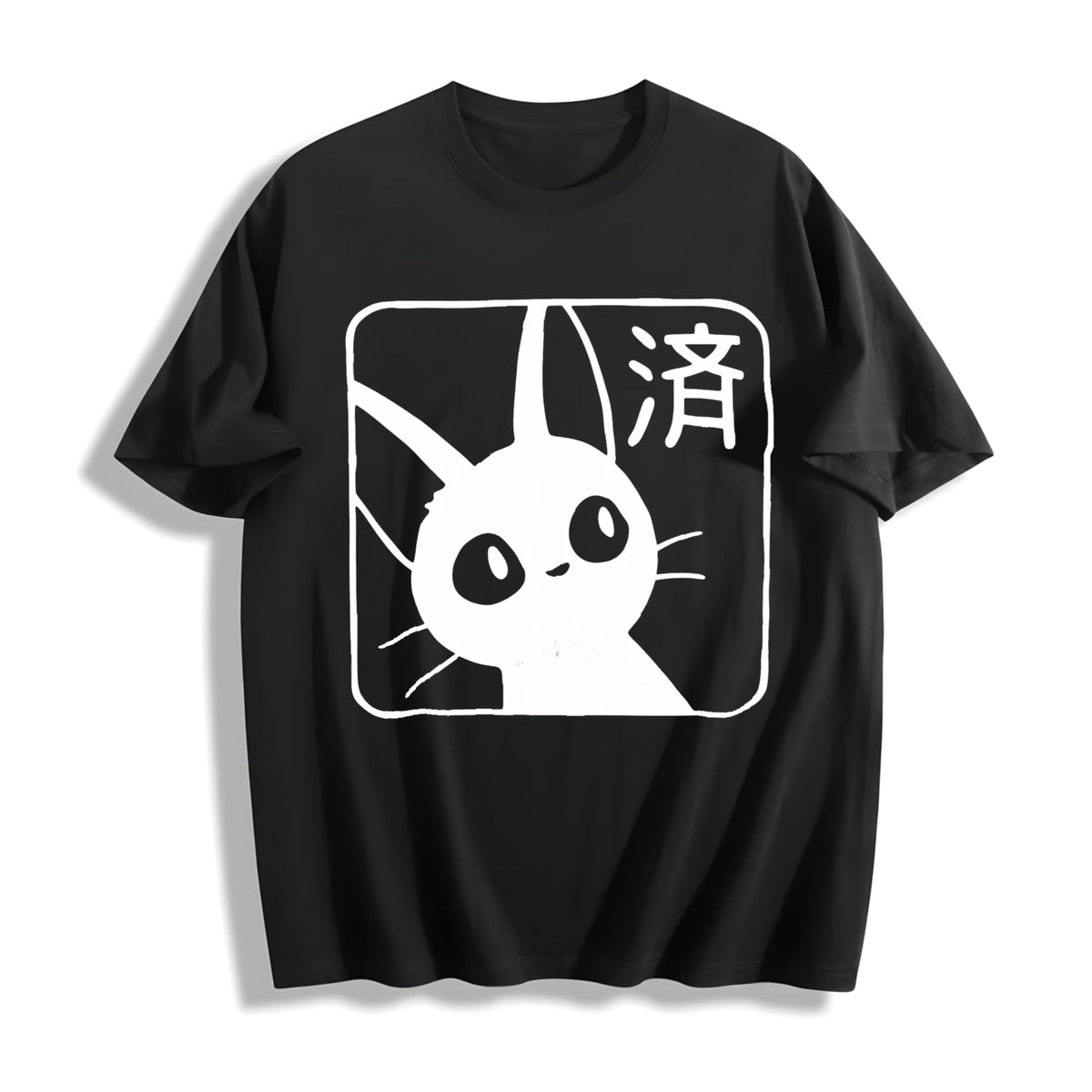 Cat Howl's Moving Castle Cotton T-Shirt in Black