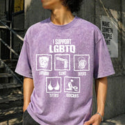 I Support LGBTQ Liquor Vintage Washed T-Shirt in Purple