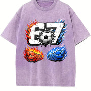 67 Fire and Ice Soccer Vintage Washed T-Shirt in Purple