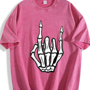 Punk Rock Skeleton Cool Rocker Halloween Boys vintage washed oversized T-shirt in Red