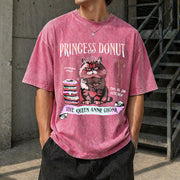 Princess Donut Queen Anne Chonk Vintage Washed T-Shirt in Red