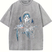 Dead by Daylight Ghost Face – Smooth Prints for Man vintage washed oversized T-shirt in Gray