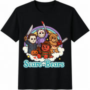 Horror Characters Scare Bears Cotton T-Shirt in Black