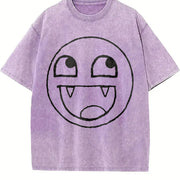Epic Face Vampire Y2K Goth Emo Scene Tapout Affliction vintage washed oversized T-shirt in Purple