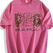 Dog Mama Leopard Print vintage washed oversized T-shirt in Red