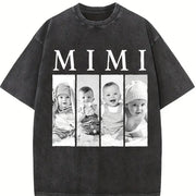 Custom MIMI Personalized for Grandma MIMI Vintage Washed T-Shirt in Black