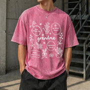 Custom Floral Grandma Vintage Washed T-Shirt in Red