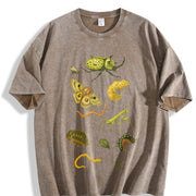 Bug Insect Illustration Vintage Washed T-Shirt in Brown