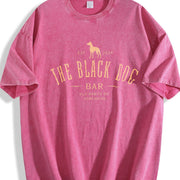 Short-sleeve Round-neck Vintage Washed T-Shirt in Red