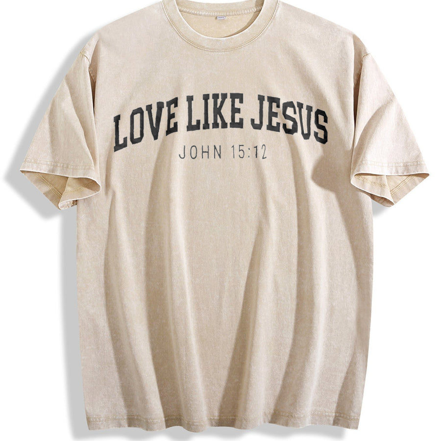 Love Like Jesus vintage washed oversized T-shirt in Beige