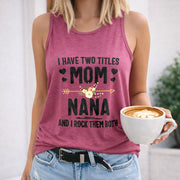 I Have Two Titles Mom and Nana Women's Color Cotton Tank Top in Red