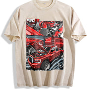 ZestLoop Red Truck Build Blend for Diesel Truck Builders Vintage Washed T-Shirt in Beige