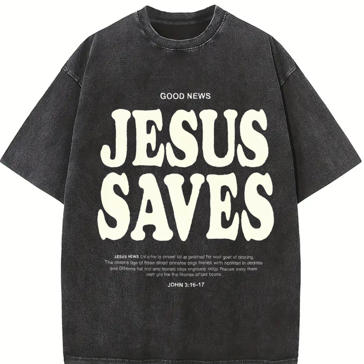 Jesus Saves Vintage Washed T-Shirt in Black