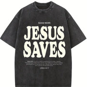 Jesus Saves Vintage Washed T-Shirt in Black
