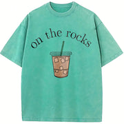 Coffee Iced Coffee Lover Vintage Washed T-Shirt in Blue