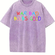 War Bad Boobs Good Vintage Washed T-Shirt in Purple