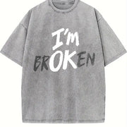 1 Pcs Heavy Adorable Vintage Washed T-Shirt in Gray