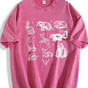 Forest Animals 90s ® Tattoo Vintage Washed T-Shirt in Red