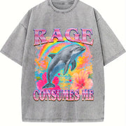 Rage Consumes Me Dolphin Vintage Washed T-Shirt in Gray