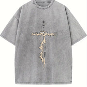 Retro 230 Romans God Is Greater Than Our Highs and Lows Vintage Washed T-Shirt in Gray
