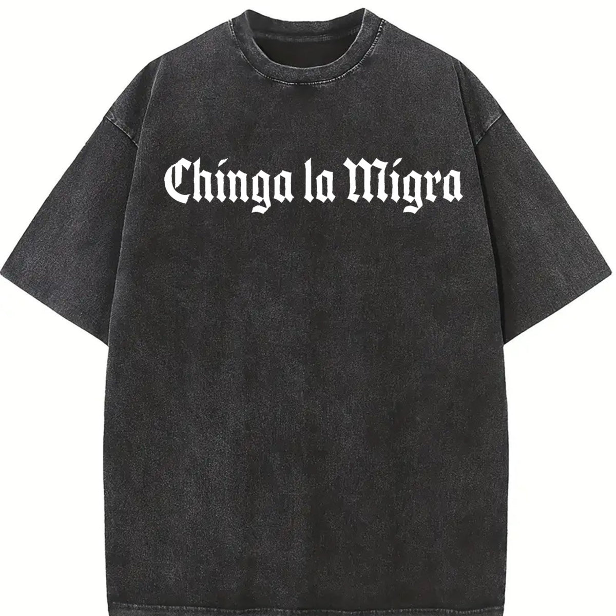 Chinga La Migra Abolish ICE vintage washed oversized T-shirt in Black