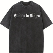 Chinga La Migra Abolish ICE vintage washed oversized T-shirt in Black