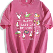 Last Day of School Goose Teacher Happy Last Day of School Vintage Washed T-Shirt in Red