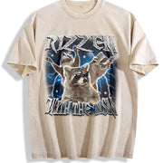 Rizz Em with the Tism Raccoon Vintage Washed T-Shirt in Beige