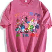 It's Okay to Feel All the Feels Vintage Washed T-Shirt in Red
