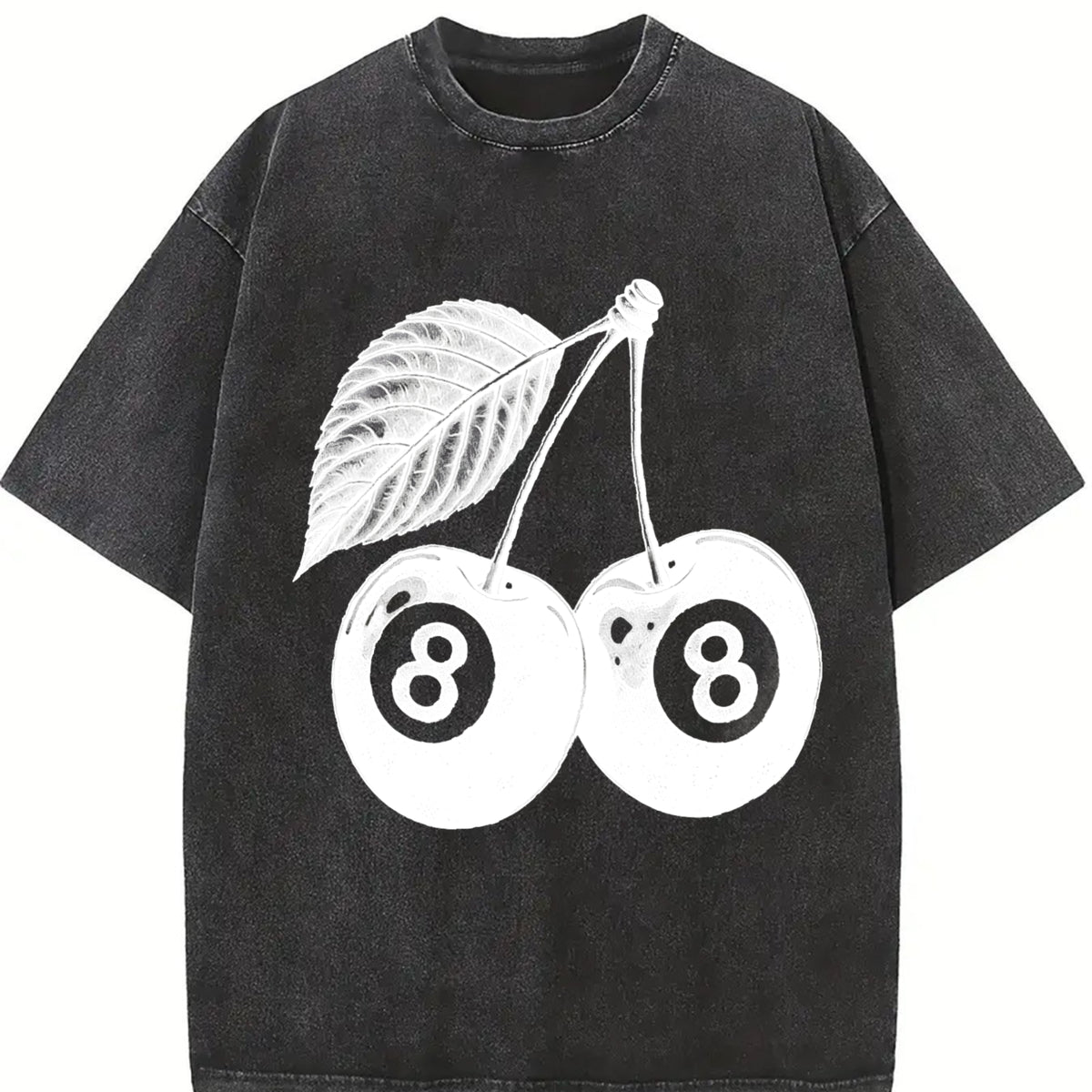 8 Ball Cherry Retro Vintage Washed T-Shirt in Black