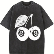 8 Ball Cherry Retro Vintage Washed T-Shirt in Black