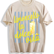 Limoncello La Dolce Vida Amalfi Coast Italy Vintage Washed T-Shirt in Beige