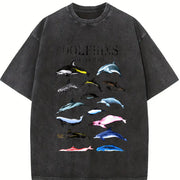 Dolphins of the World Vintage Washed T-Shirt in Black