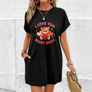 Exquisite Heart New Dress Cotton T-Shirt in Black