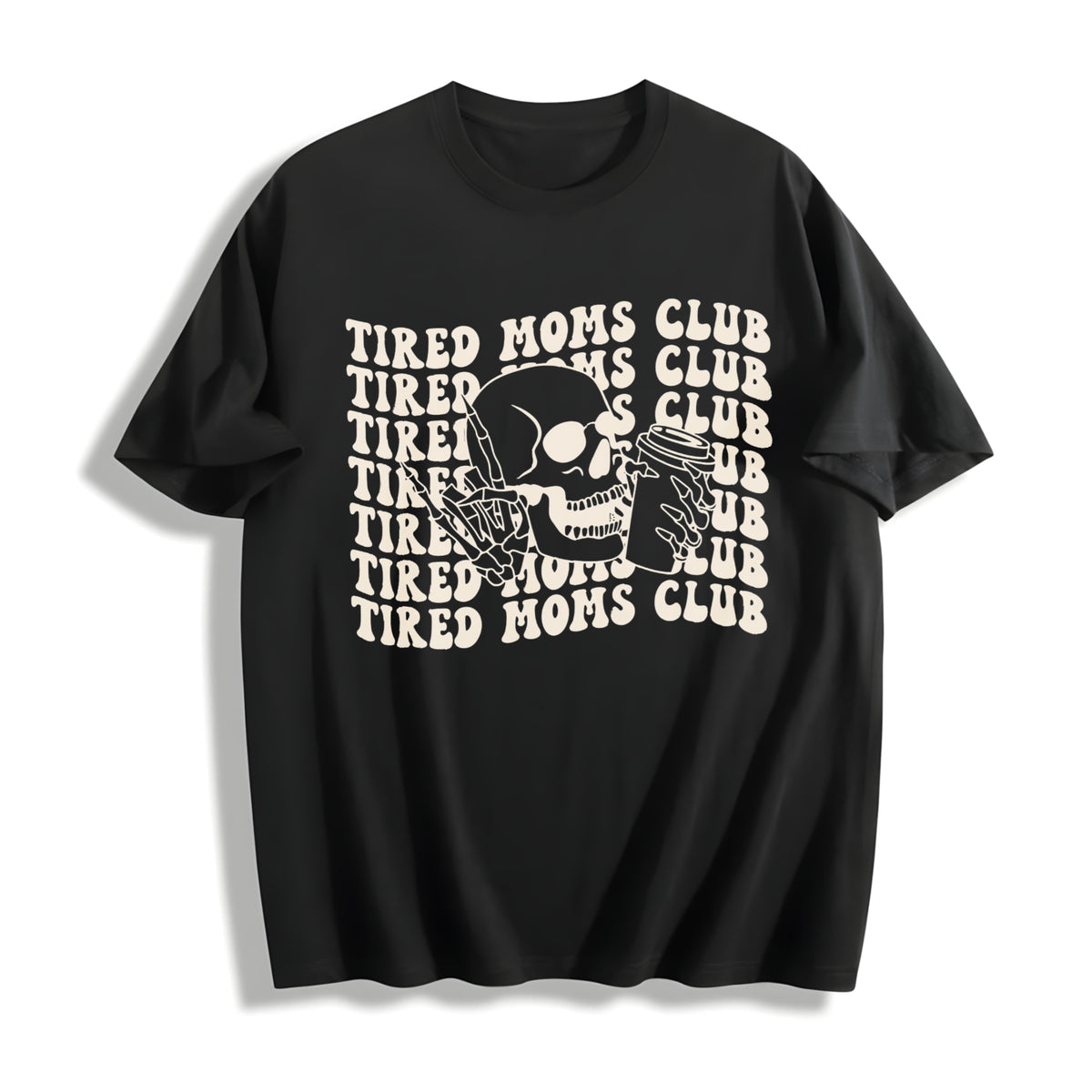 Tired Moms Club Mama Cotton T-Shirt in Black