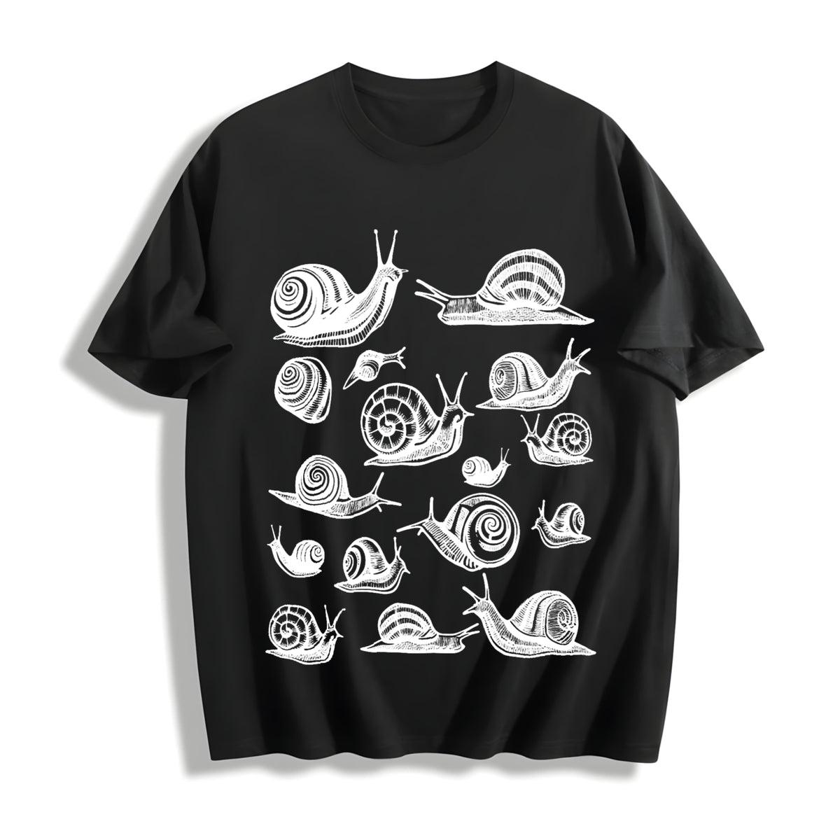 Snails Snail Lover Cotton T-Shirt in Black