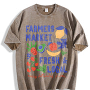 Stylish Retro Urban Vintage Washed T-Shirt in Brown