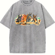 Farm Horse Western Country Vintage Washed T-Shirt in Gray