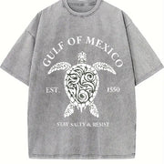 Gulf of Mexico Stay Salty & Resist Vintage Washed T-Shirt in Gray