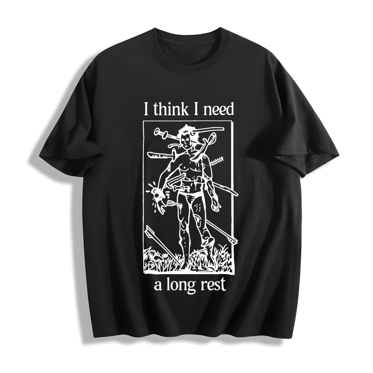 I Need a Long Rest Cotton T-Shirt in Black