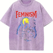 Feminism Dragon Fantasy Vintage Washed T-Shirt in Purple