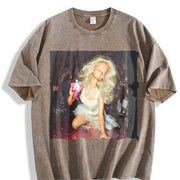Glam Doll Drinking on the Dance Floor Vintage Washed T-Shirt in Brown