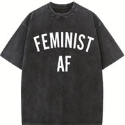 Feminist AF Feminism Vintage Washed T-Shirt in Black