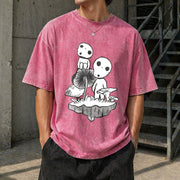 Spirited Away Studio Ghibli Vintage Washed T-Shirt in Red