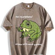 Frog Me No Problemo Narrator: But It Was All Problemo vintage washed oversized T-shirt in Brown