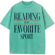 Reading Is My Favorite Sport Vintage Washed T-Shirt in Blue